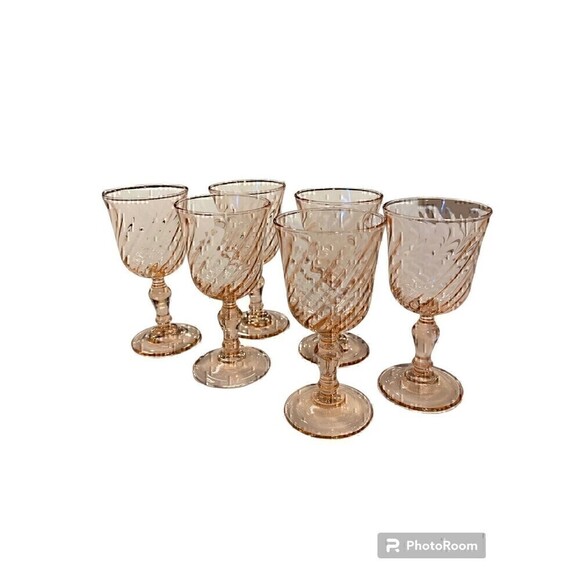 Arcoroc Other - Rosalind Arcoroc Rose Blush Swirl Mini Liquor Cordial Goblets